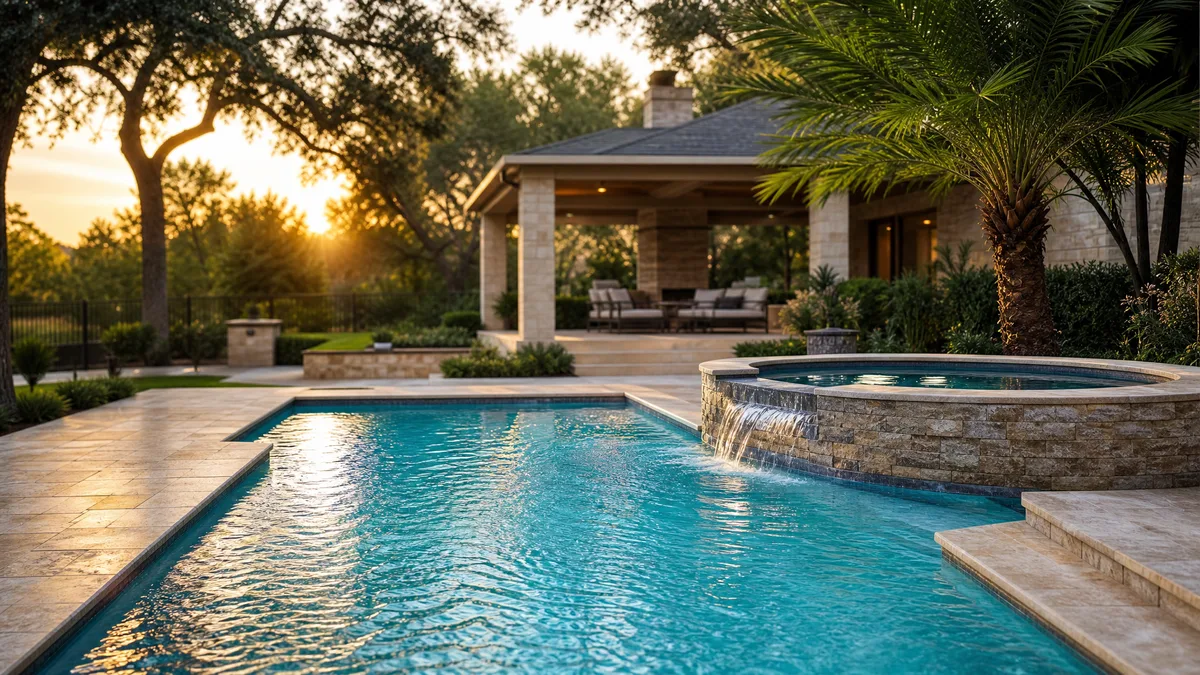 Custom inground swimming pool built by pool builders in Houston TX